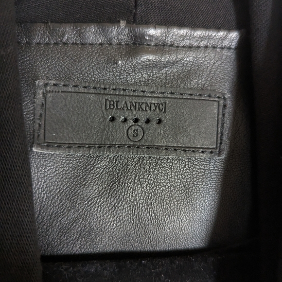 BLANK NYC Private Practice Faux Leather Front Draped Moto Jacket Black Small - Picture 3 of 6